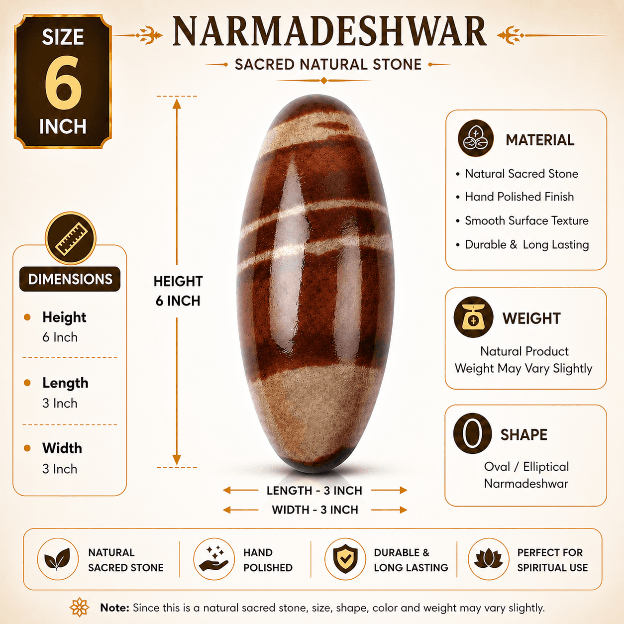 Narmadeshwar Shivling 6 Inch - Image 1