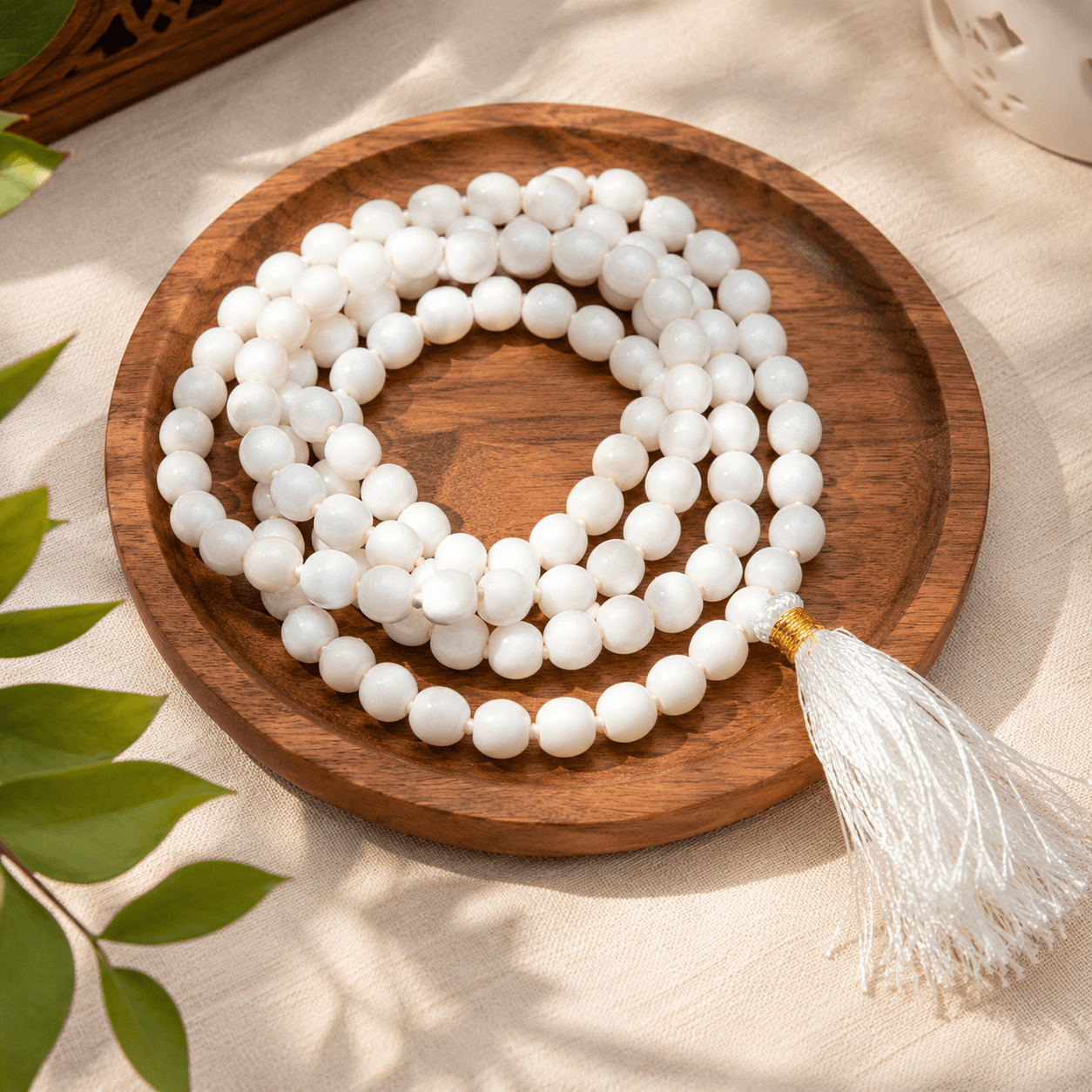 White Hakik (Agate) Mala thumbnail 2