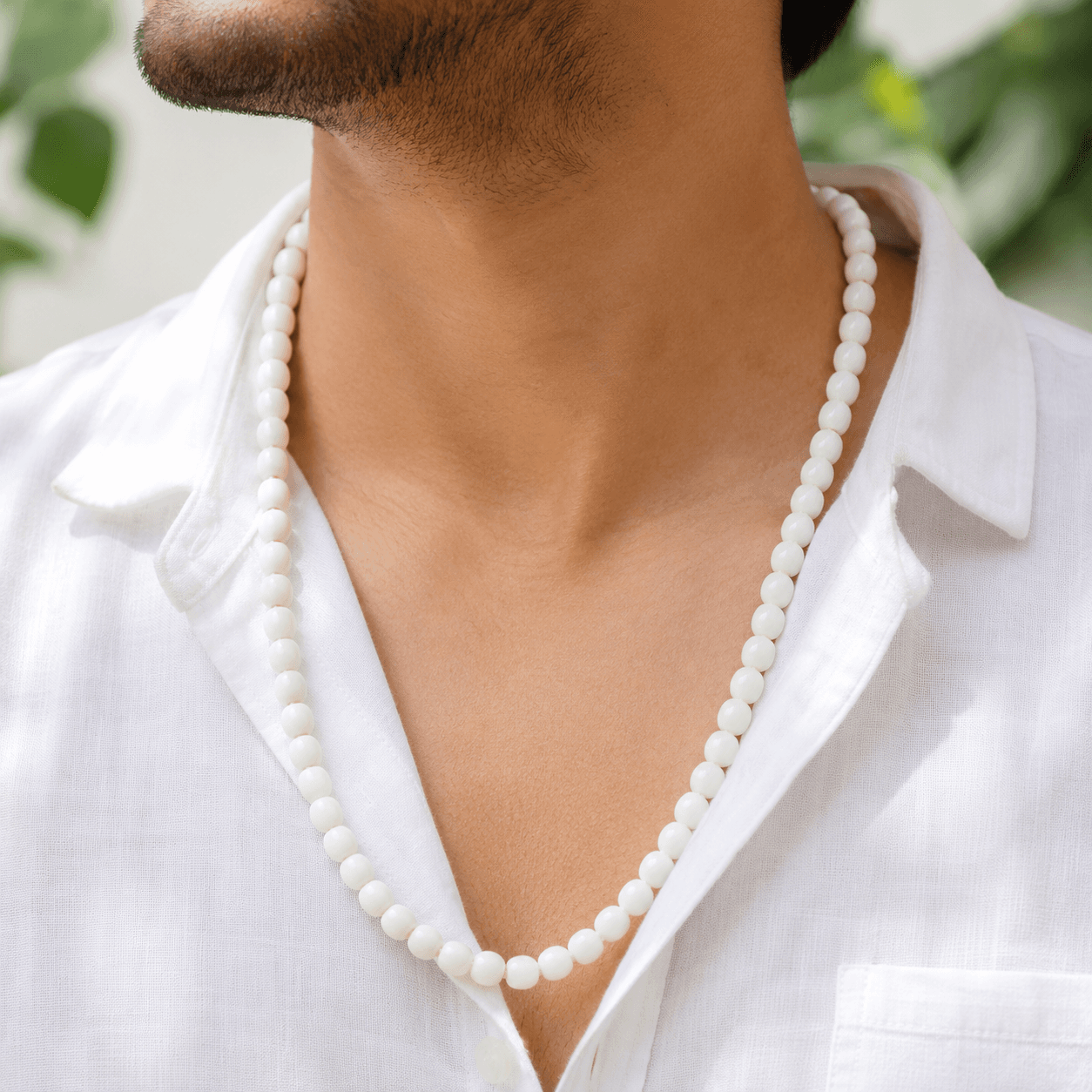 White Hakik (Agate) Mala thumbnail 3