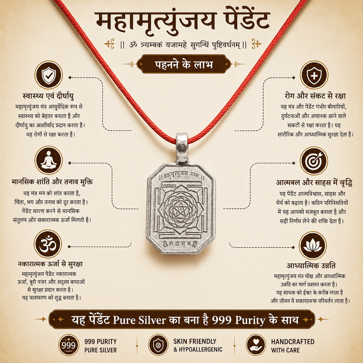 Mahamritunjay Yantra Pendant thumbnail 4
