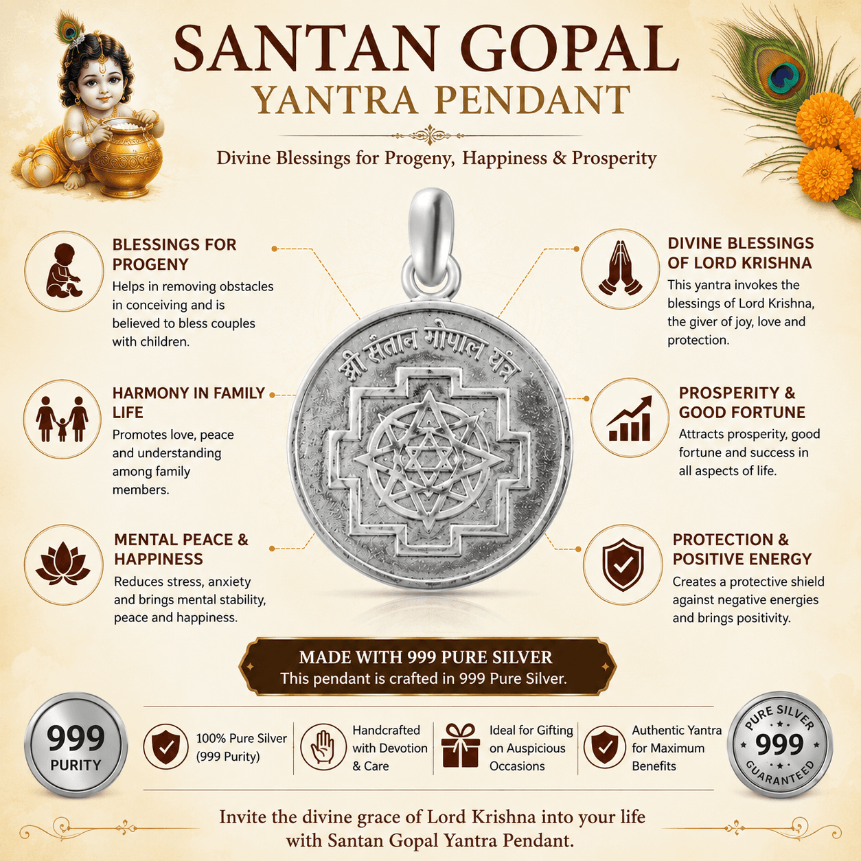 Santan Gopal Yantra Pendant thumbnail 4