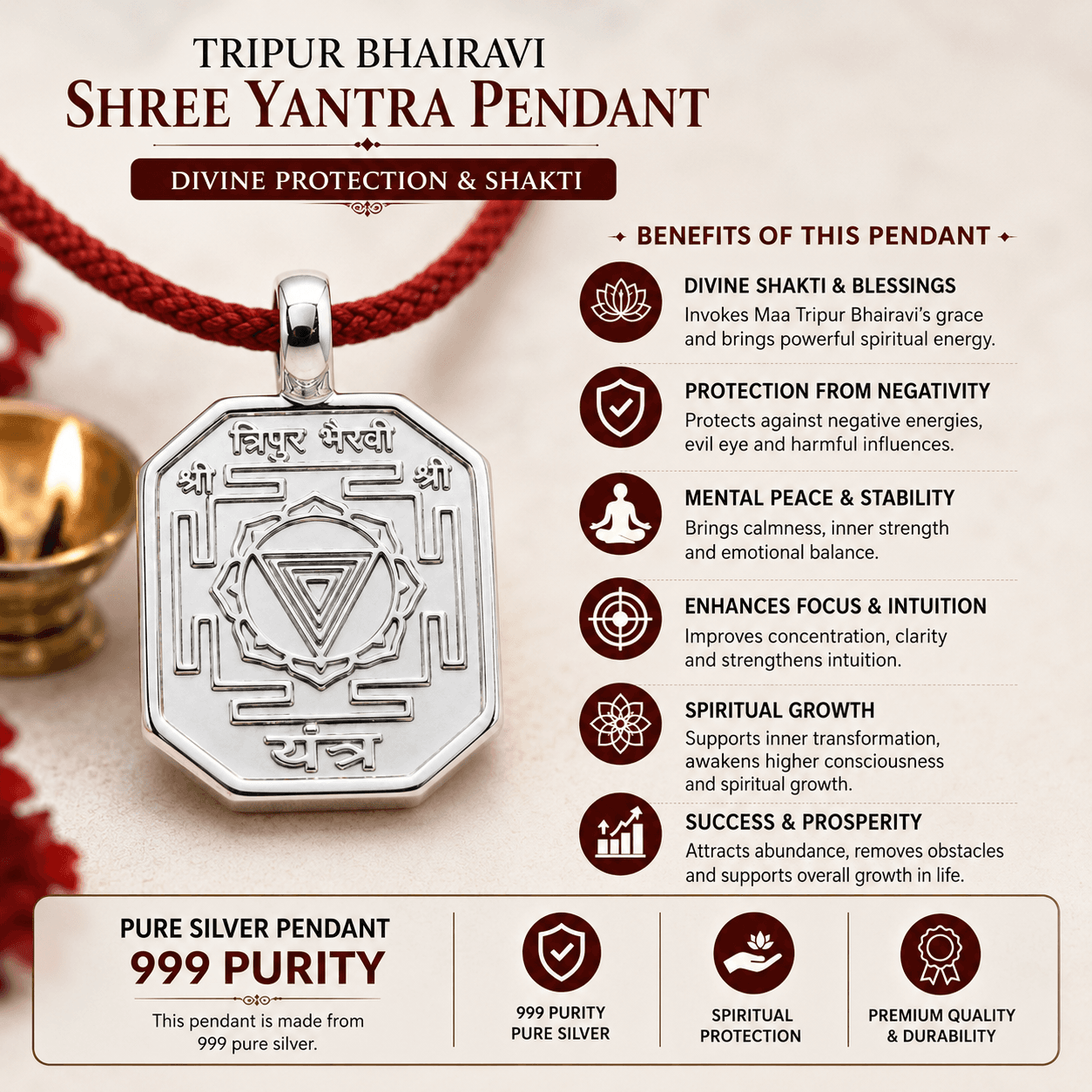 Tripur Bhairavi Yantra Pendant thumbnail 4