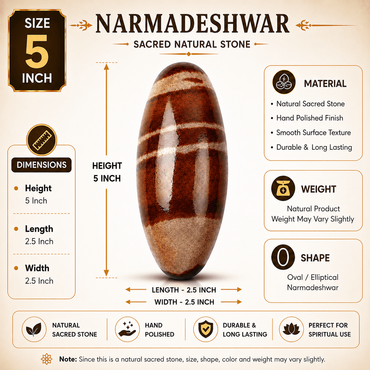 Narmadeshwar Shivling 5 Inch - Image 1