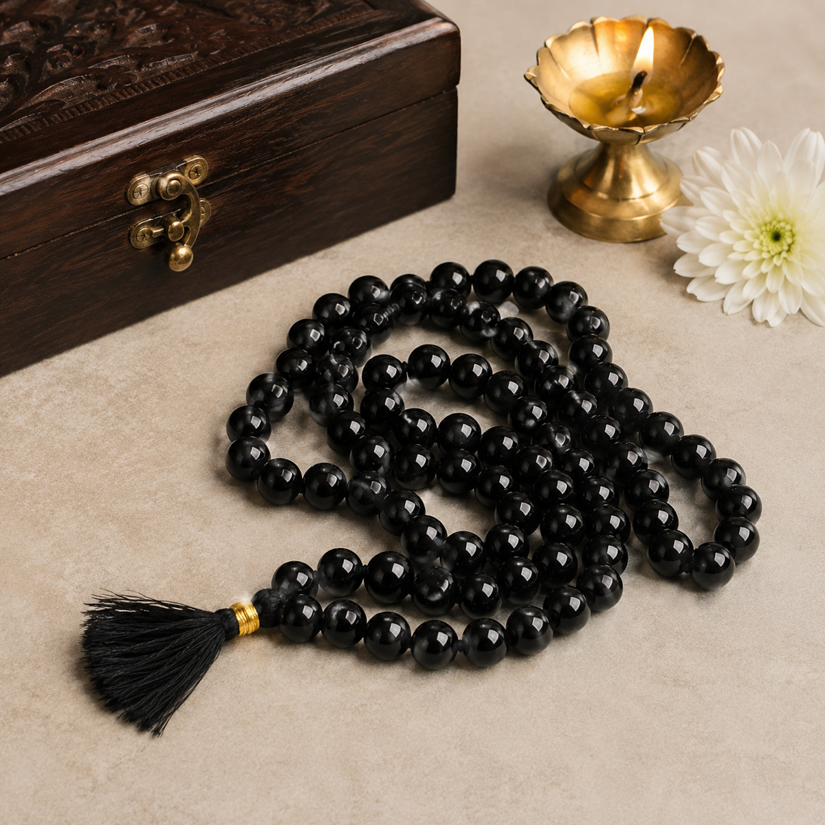 Black Hakik (Agate) Mala - Image 1
