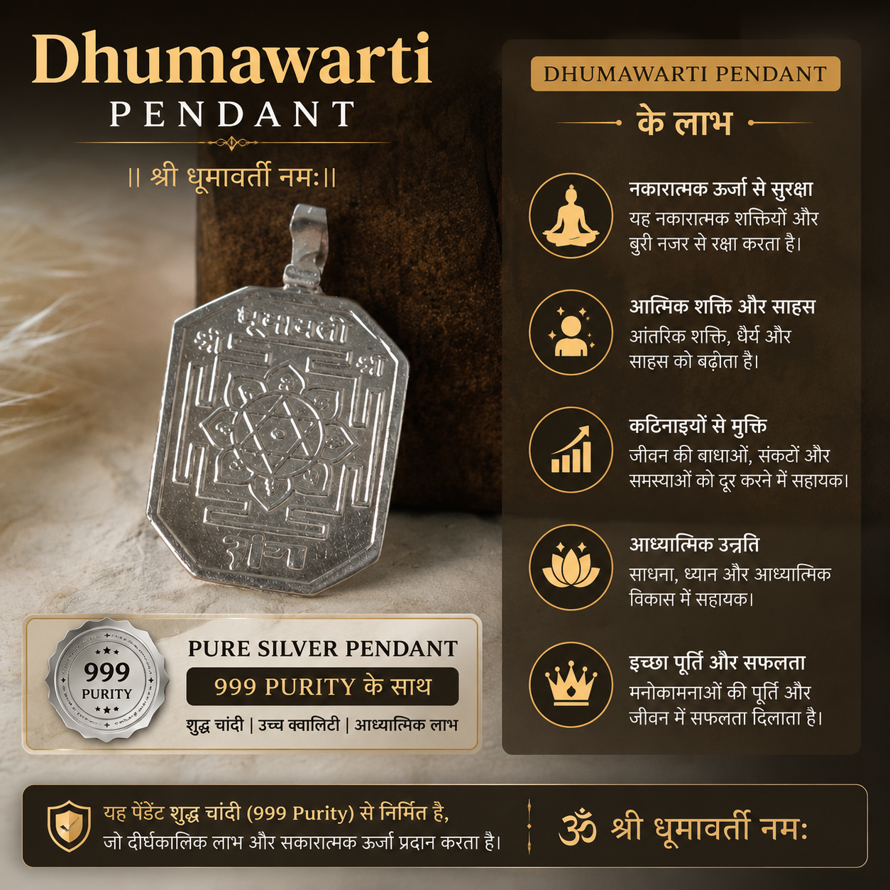 Dhumavarati Yantra Pendant thumbnail 4
