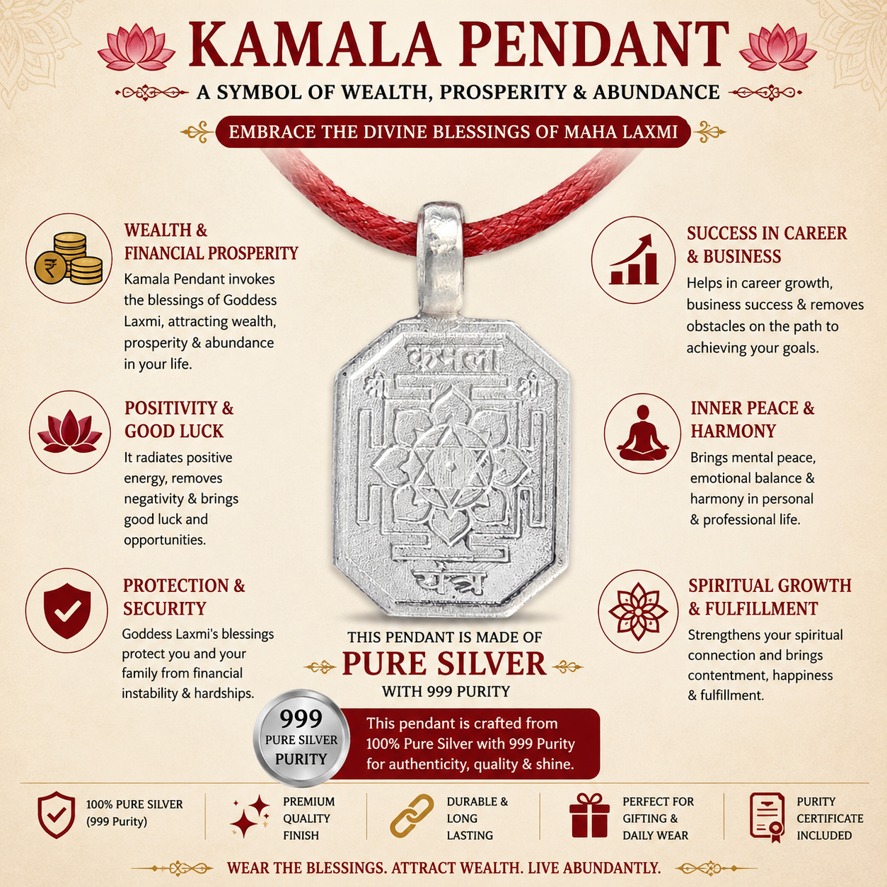 Kamala (Lotus) Yantra Pendant thumbnail 4