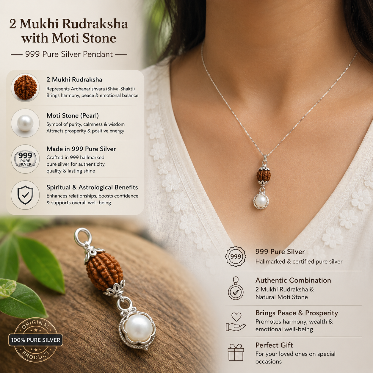 Karak Rashi Rudraksha + Stone Pendant thumbnail 4