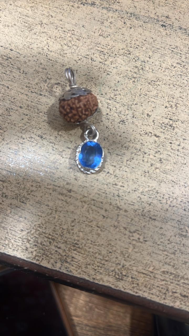 Kumbh Rashi Rudraksha + Stone Pendant