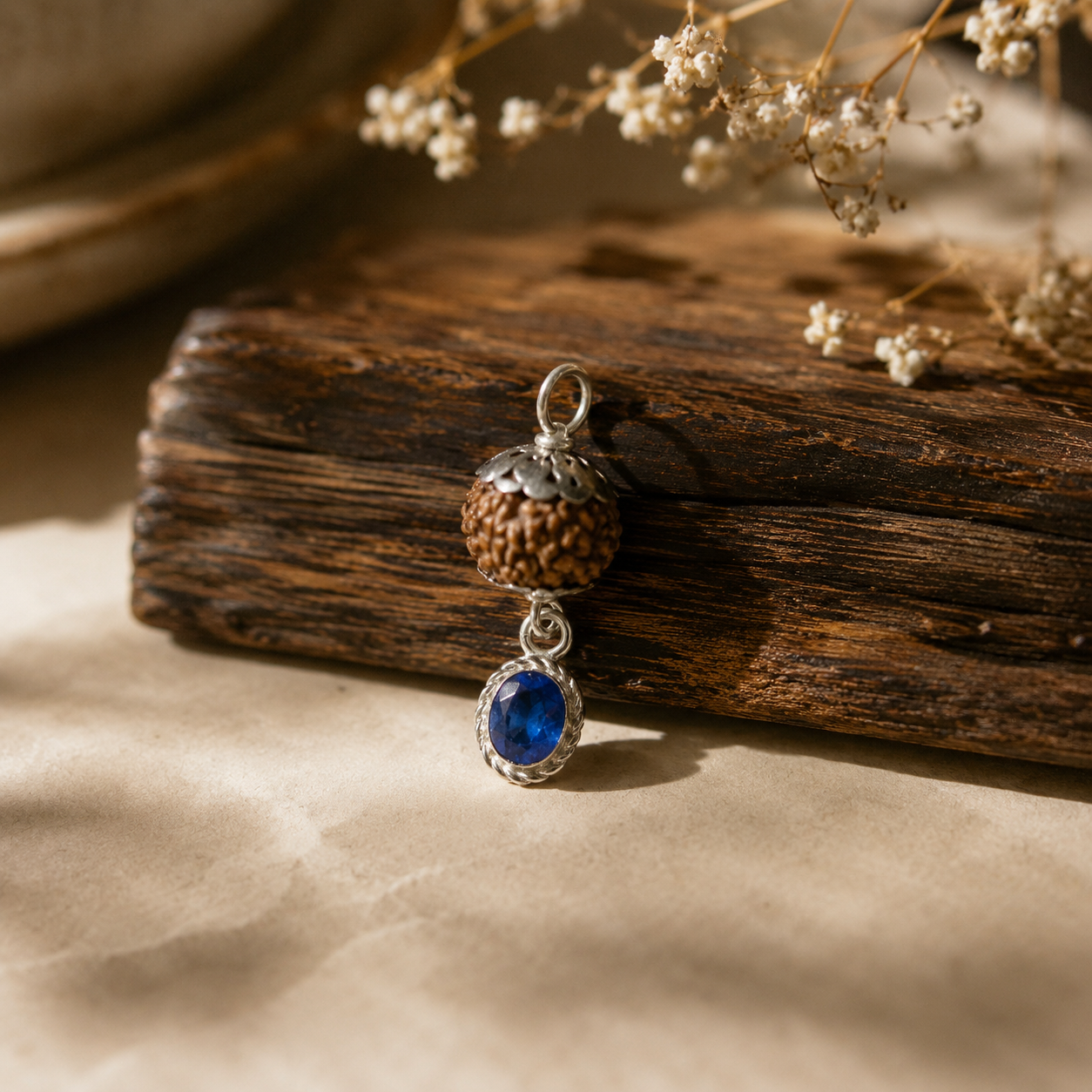 Kumbh Rashi Rudraksha + Stone Pendant thumbnail 2