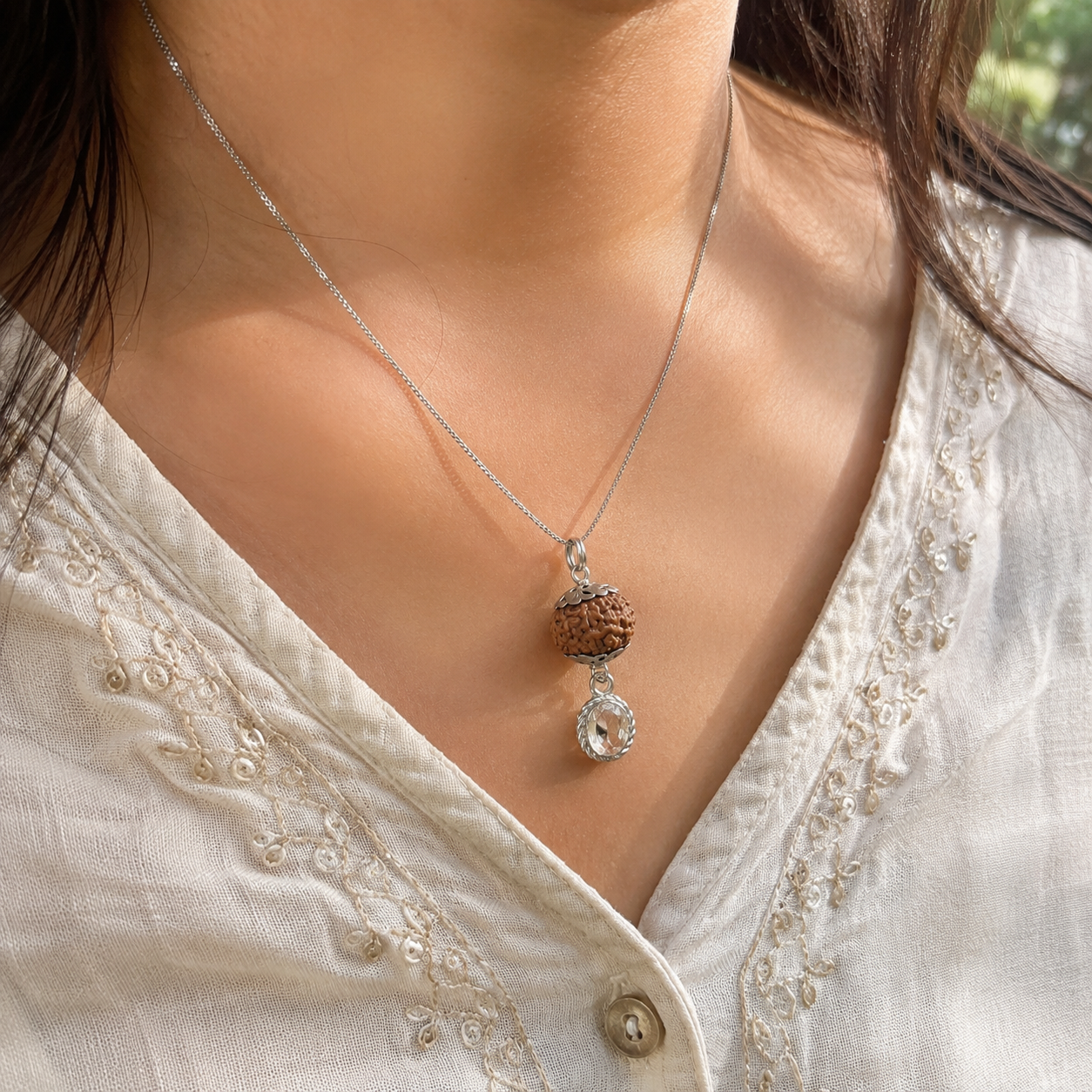 Meen Rashi Rudraksha + Stone Pendant thumbnail 3