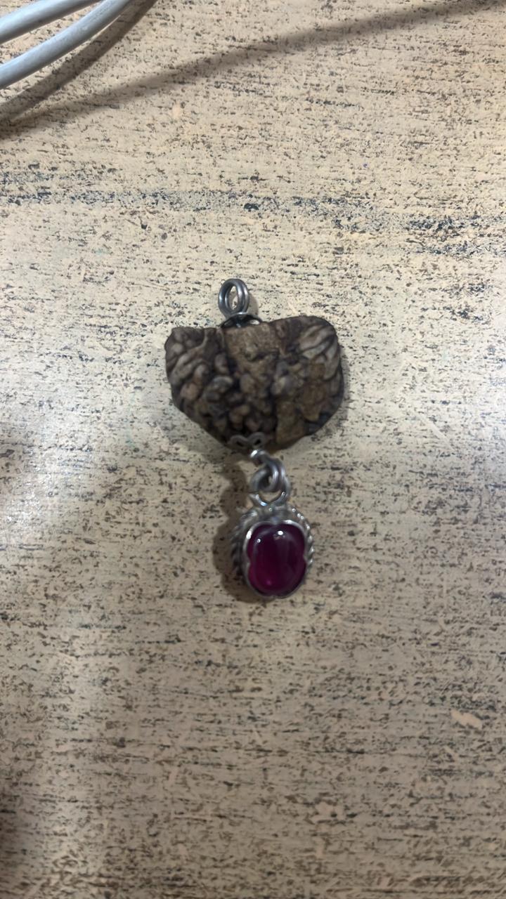 Singh Rashi Rudraksha + Stone Pendant