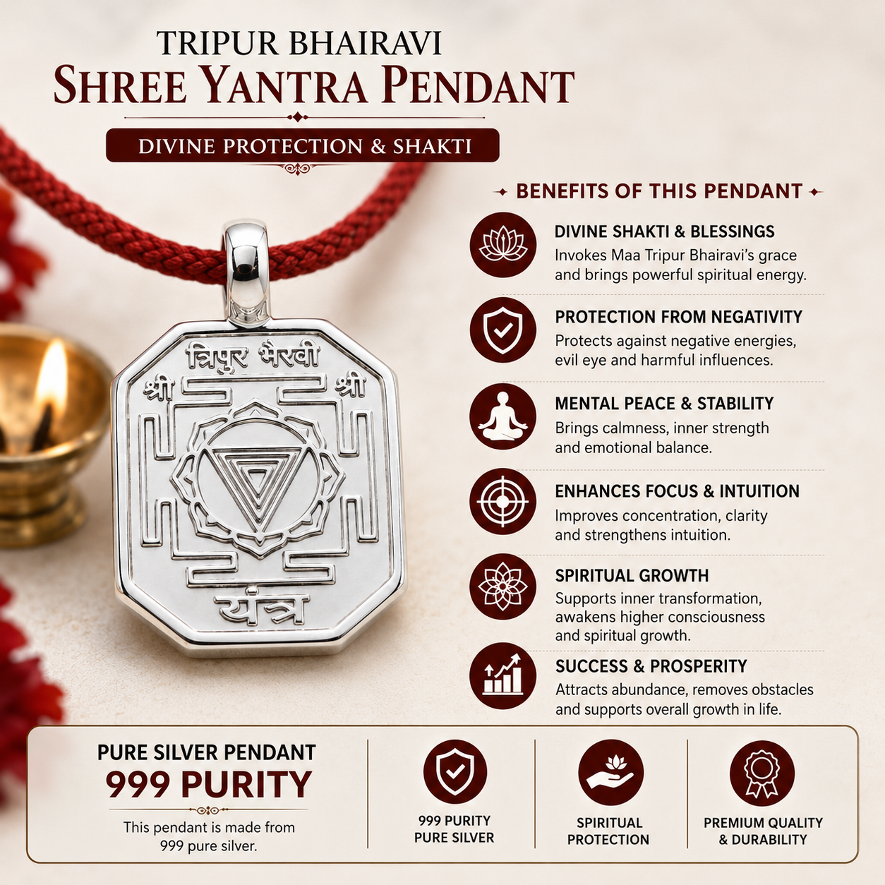 Tripur Bhairavi Yantra Pendant thumbnail 4