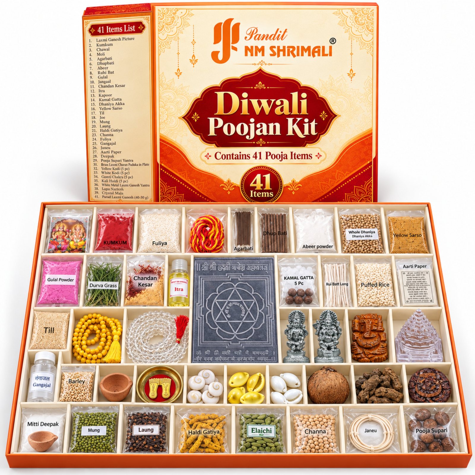 ₹3,100 Packet Diwali Pujan Packet (41 items): open box with all items