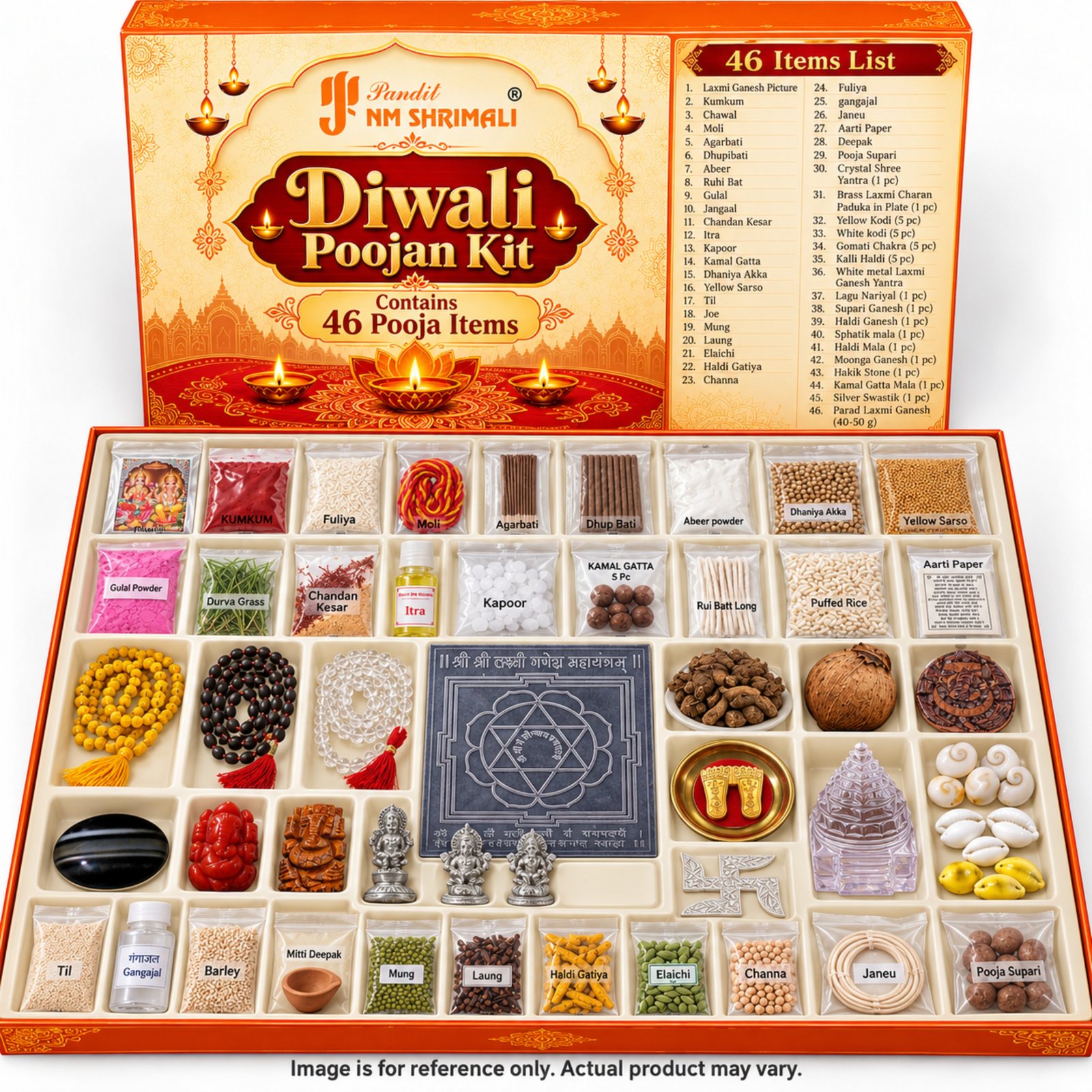 ₹5,100 Packet Diwali Pujan Packet (46 items): open box with all items
