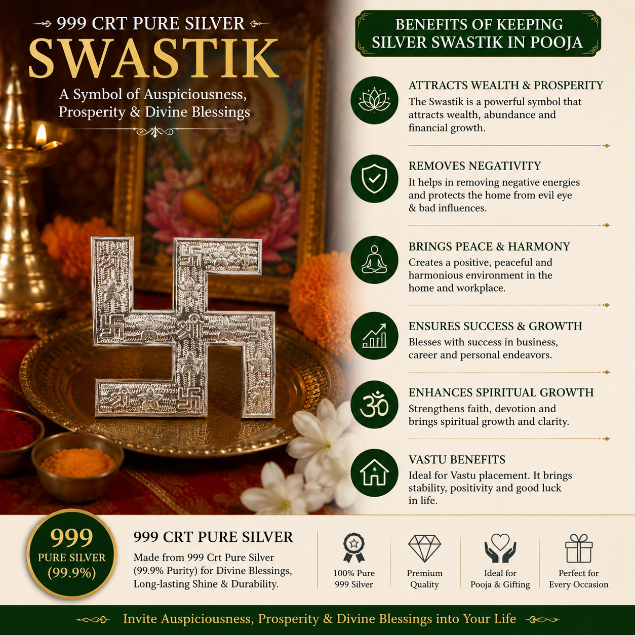 Big Size Silver Swastik thumbnail 3