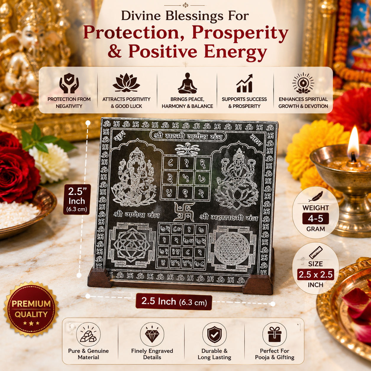 Silver Laxmi Ganesh Yantra thumbnail 3