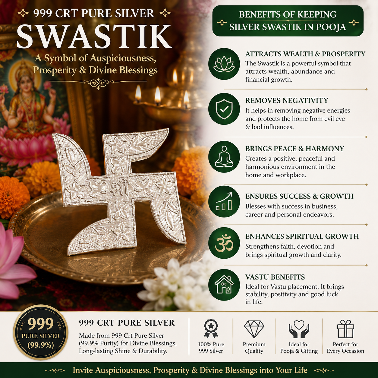 Silver Swastik Pendant thumbnail 3