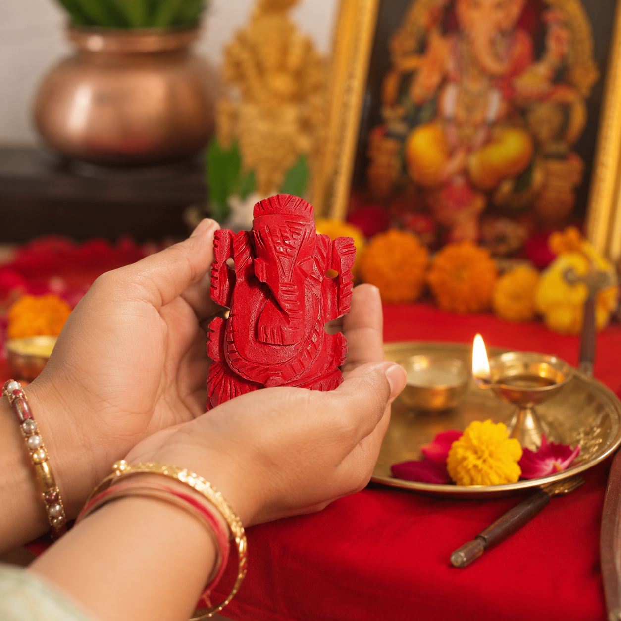 Moonga Ganesh (Coral Ganesh) thumbnail 2