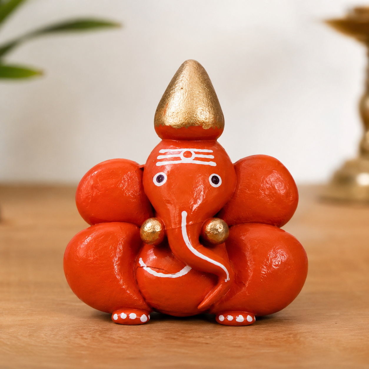 Orange Supari Ganesh (Coral Betel Nut Ganesh) - Image 1