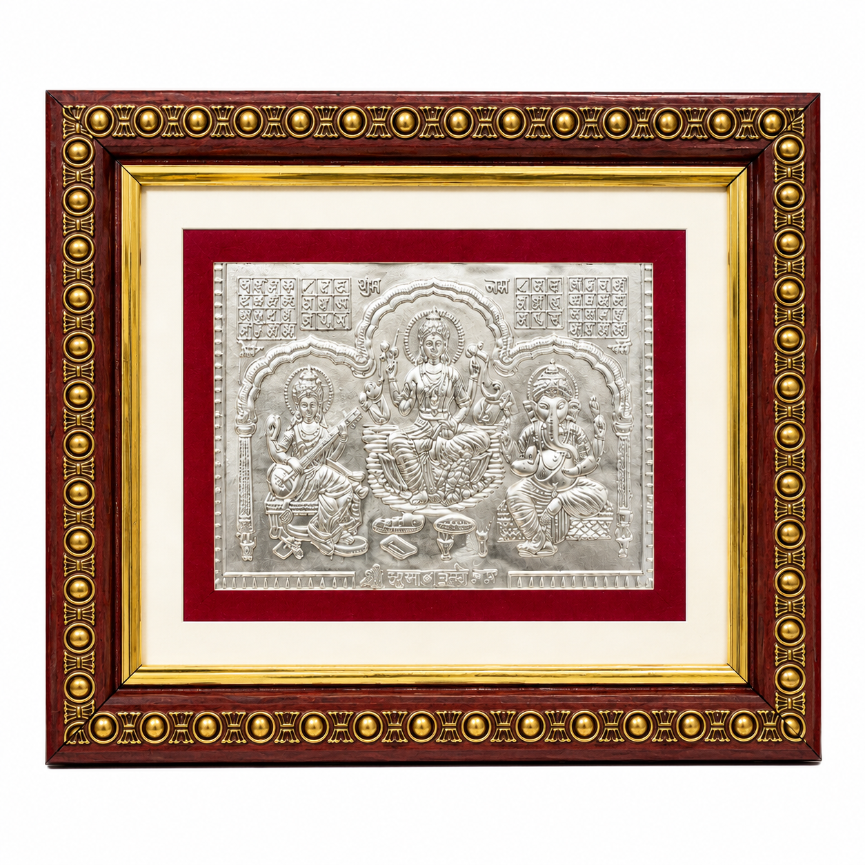 Silver Laxmi Ganesh Saraswati Frame thumbnail 2