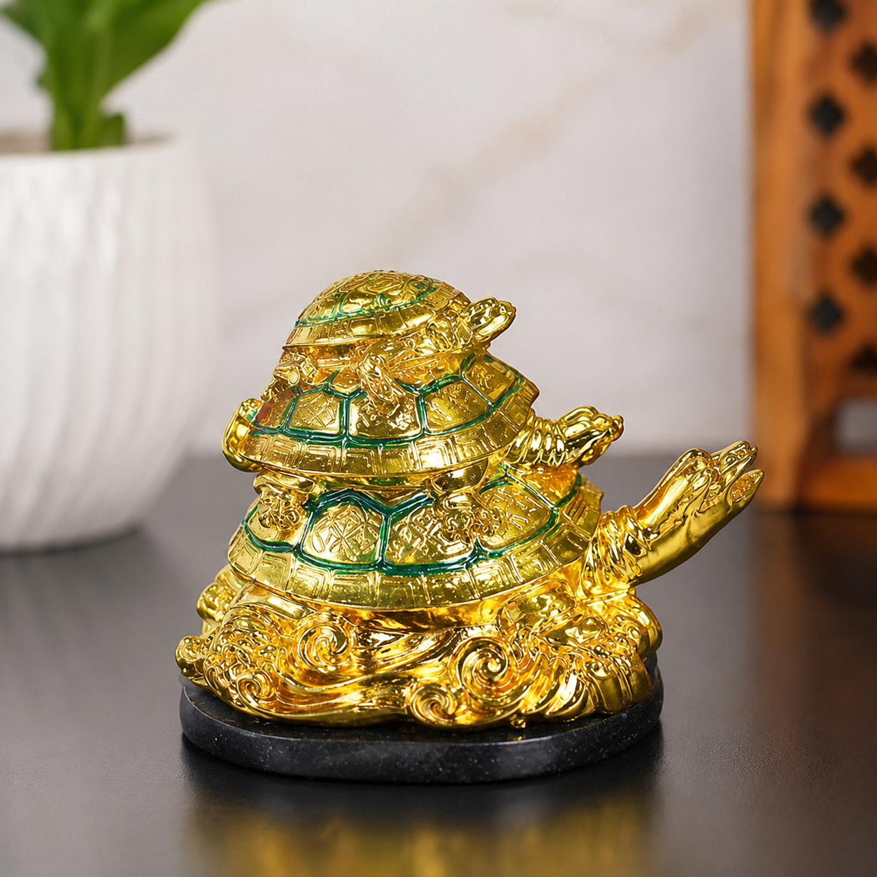 Feng Shui Triple Tortoise Family (Longevity) thumbnail 2