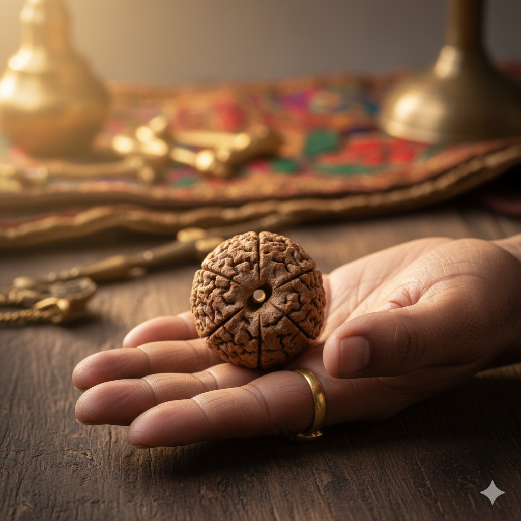 Original 5 Mukhi Rudraksha bead identification with natural lines and hole